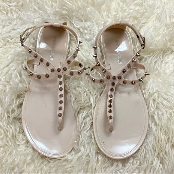 Steve Madden Nude Spiked Jelly Style Sandals 39/8.5 - Picture 1 of 7